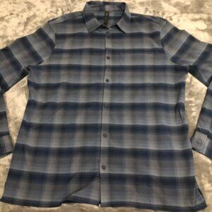 Lululemon Men’s XL Plaid Button-Up Shirt Jacket – Gray Blue Flannel Casual